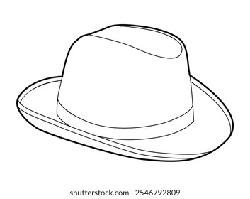 Homburg Hat with band. Head Fashion accessory cap with narrow brim clothing technical illustration. Vector headgear for Men, women, unisex style, flat template CAD mockup sketch outline isolated