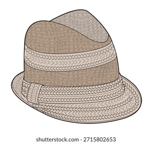 Homburg chapéus design técnico plano esboço vetor modelo de maquete.