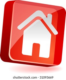 Home 3D Symbol. Vektorgrafik.