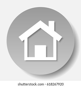 home 3d vector icon with shadow on a round button