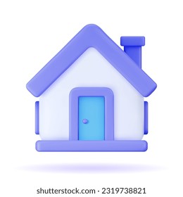 Home 3d vector in a minimalistic style for the interface of applications and web pages. Plastic render of house on isolated white background. 3d cartoon illustration symbol of security and protection.