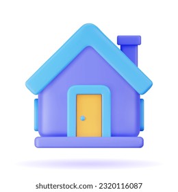 Vector 3d de inicio en un estilo minimalista para la interfaz de aplicaciones y páginas web. Representación plástica de la casa sobre fondo blanco aislado. 3d símbolo de ilustración de dibujos animados de seguridad y protección.