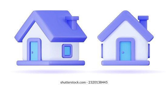 Home 3d vector in a minimalistic style for the interface of applications and web pages. Plastic render of house on isolated white background. 3d cartoon illustration symbol of security and protection. svg