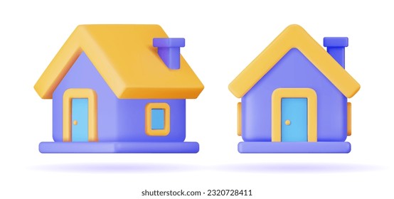 Home 3d vector in a minimalistic style for the interface of applications and web pages. Plastic render of house on isolated white background. 3d cartoon illustration symbol of security and protection.