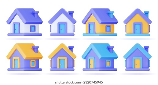 Home 3d vector in a minimalistic style for the interface of applications and web pages. Plastic render of house on isolated white background. 3d cartoon illustration symbol of security and protection.