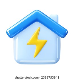 Home 3d vector in a minimalistic style for the interface of applications and web pages. Plastic render of house on isolated white background. 3d cartoon illustration symbol of security and protection.