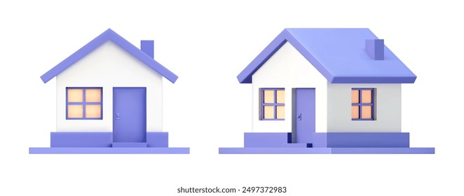 Inicio Vector 3D en un estilo minimalista para la interfaz de aplicaciones y páginas de Web. Representación plástica de la casa sobre fondo blanco aislado. Ilustración de dibujos animados 3D símbolo de seguridad y protección.