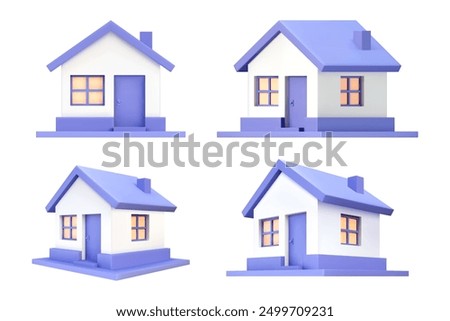 Home 3d vector in a minimalistic style for the interface of applications and web pages. Plastic render of house on isolated white background. 3d cartoon illustration symbol of security and protection.