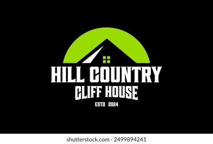 home and abstract hill mountain logo design