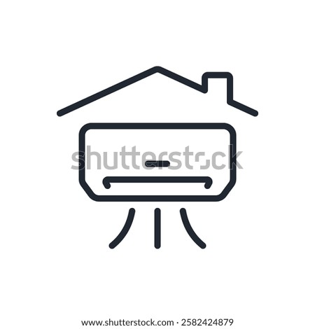 Home AC air conditioner editable stroke outline icon isolated on white background flat vector illustration. Pixel perfect. 64 x 64.