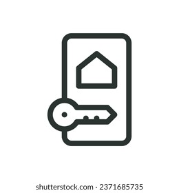 Home access app isolated icon, smart home key vector icon with editable stroke