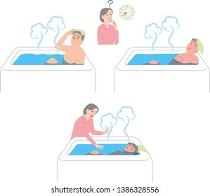 Home accident of the elderly. faint in the bath.