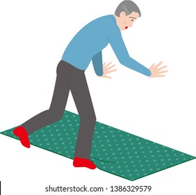 Home accident of the elderly.stumble.