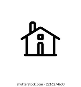 home , address icon, logo type in outline shape vector illustration on white isolated background.