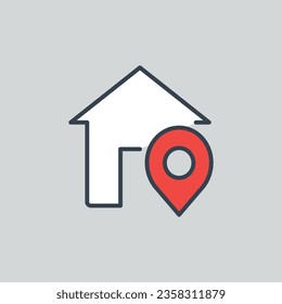 Home address icon vector illustration. Pin pointer on isolated background. Position sign concept.