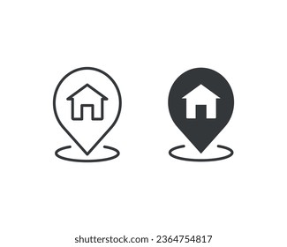 Home address icon vector illustration. Pin pointer on isolated background. Position sign concept.