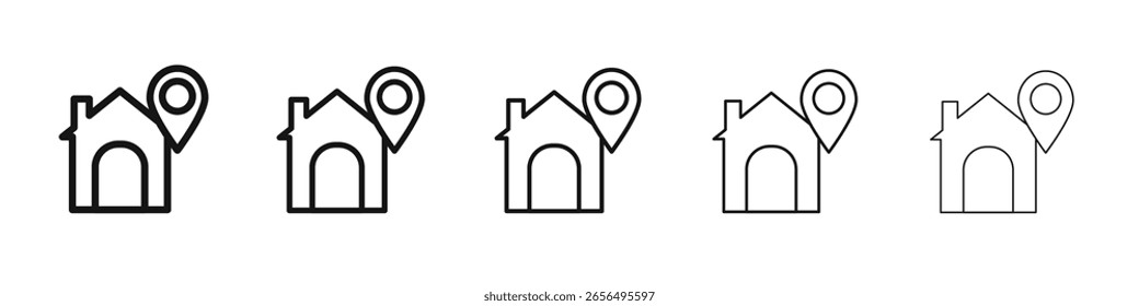 ícone Endereço Residencial vetor estrutura de tópicos conjunto sinal de ilustração