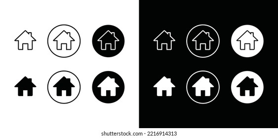 Home address icon vector. Simple house in the circle symbol illustration. House address in the business card sign silhouette