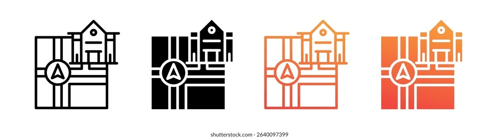 Home Address Multi Style Icon Set Vector