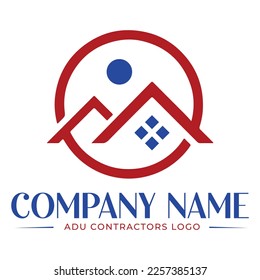 Logotipo de construcción de ADU residencial en pasos