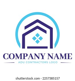 Logotipo de construcción de ADU residencial en pasos