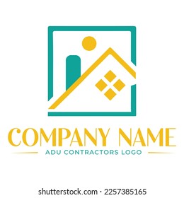 Logotipo de construcción de ADU residencial en pasos
