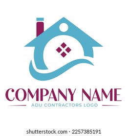Logotipo de construcción de ADU residencial en pasos