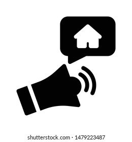 home advertisement glyph flat vector icon