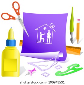 Home affiance. Paper template. Vector illustration.