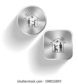 Home affiance. Vector set steel buttons