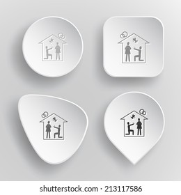 Home affiance. White flat vector buttons on gray background.