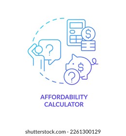 Home affordability calculator blue gradient concept icon. Housing market. Mortgage interest rate abstract idea thin line illustration. Isolated outline drawing. Myriad Pro-Bold font used