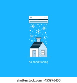 Home air conditioning, climate control concept, house cooling, comfort living