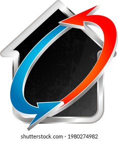 Home air conditioning system cooling and heat symbol