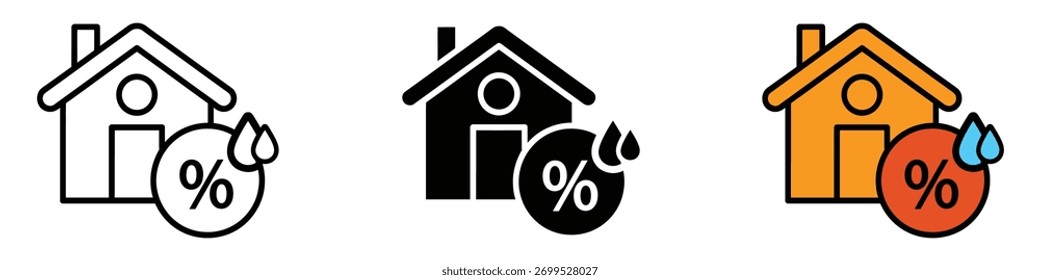 Home air humidity icon vector. moisture percentages and potential issues symbol. vector illustration.
