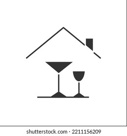 Home Alcohol Bar Glyph Icon. Mini Bar. Home Party, Celebration. Home Interior, Furniture. Cocktail Party And Drinking Establishment Concept.Filled Flat Sign. Isolated Silhouette Vector Illustration