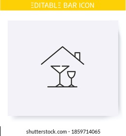 Home Alcohol Bar Line Icon. Mini Bar. Home Party, Celebration. Home Interior, Furniture. Cocktail Party And Drinking Establishment Concept. Isolated Vector Illustration. Editable Stroke 