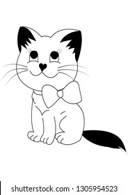 home animal cute cat outline coloring background vector