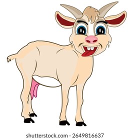 Home animal nanny goat on white background is insulated