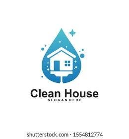 home apartment cleaning and washing service vector logo design template