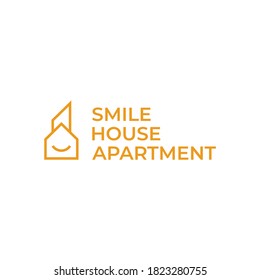 home apartment logo vector modern simple design with smile symbol and white background