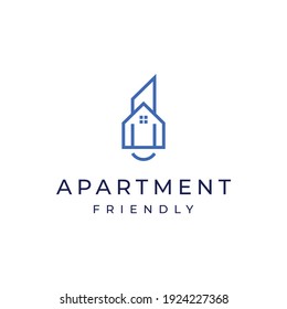 home apartment logo vector modern simple with smile symbol