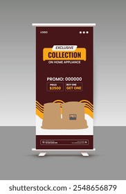 Home Appliance Accessories Sale roll up banner Design Template or Flash sale vertical banner design and home decor sale  roll up banners