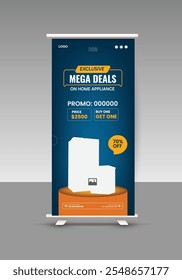 Home Appliance Accessories Sale roll up banner Design Template or Flash sale vertical banner design and home decor sale  roll up banners