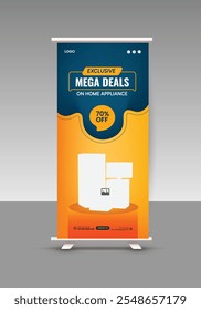 Home Appliance Accessories Sale roll up banner Design Template or Flash sale vertical banner design and home decor sale  roll up banners