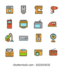 Home Appliance colorful line icon set for website, application and presentataion
