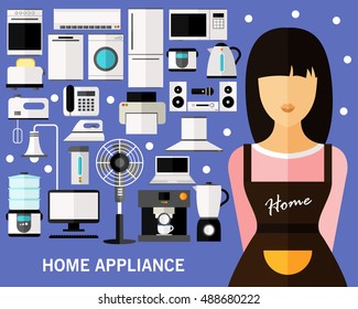 home appliance concept background. Flat icons.