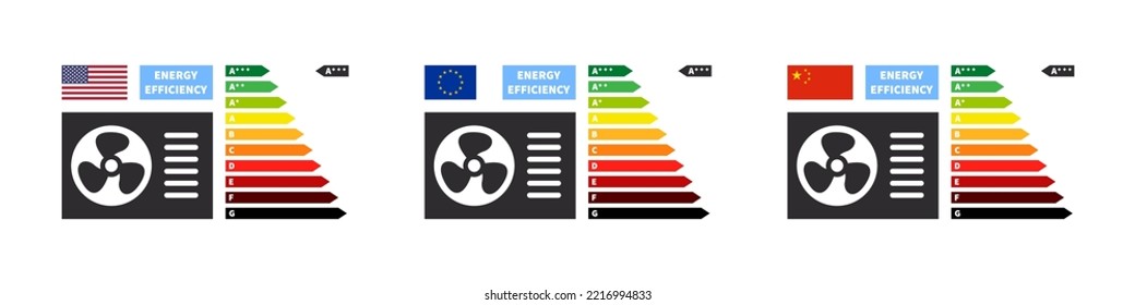 Home appliance energy efficient. Energy efficiency and rating chart. Vector illustration