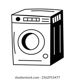 A home appliance icon in doodle design, washing machine icon