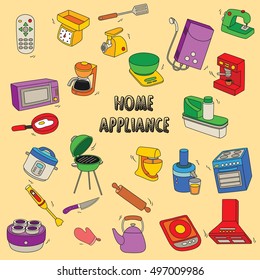 Home Appliance icon hand drawn style. Vector Illustration